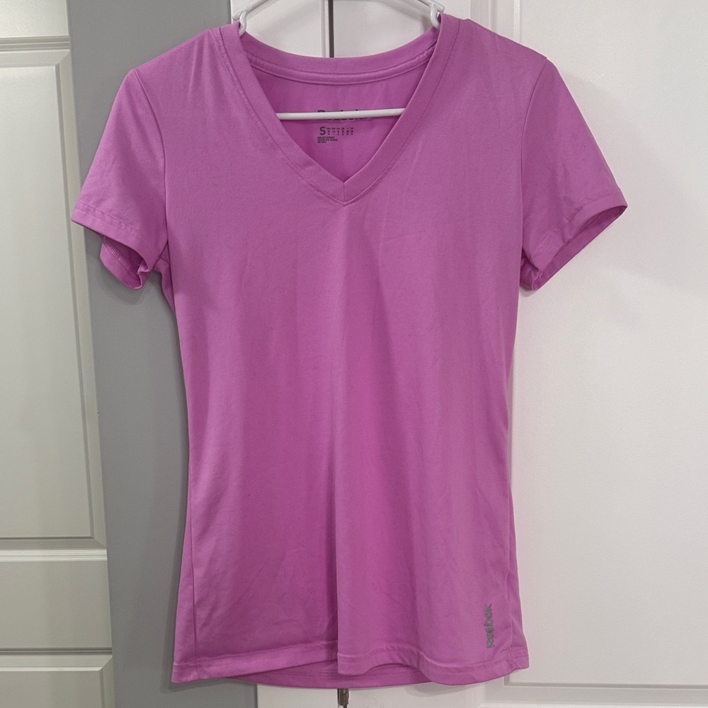 Reebok Women's Short Sleeve V-Neck Tee - Pink